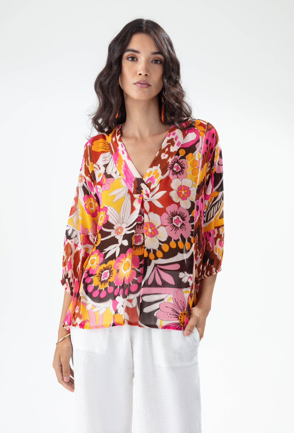 Blouse Lotus imprimé ikat et mehndi 1