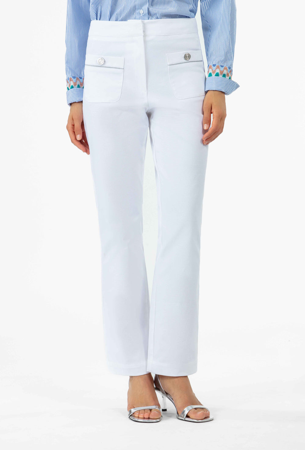 Pantalon flare Russell en coton blanc 2