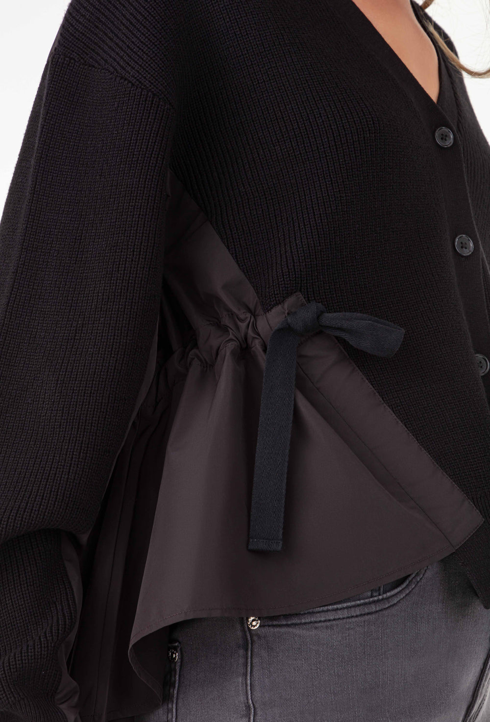 Gilet court Edith noir bi-matière 2