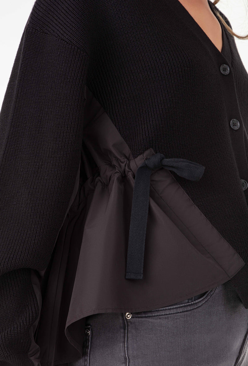 Gilet court Edith noir bi-matière 2