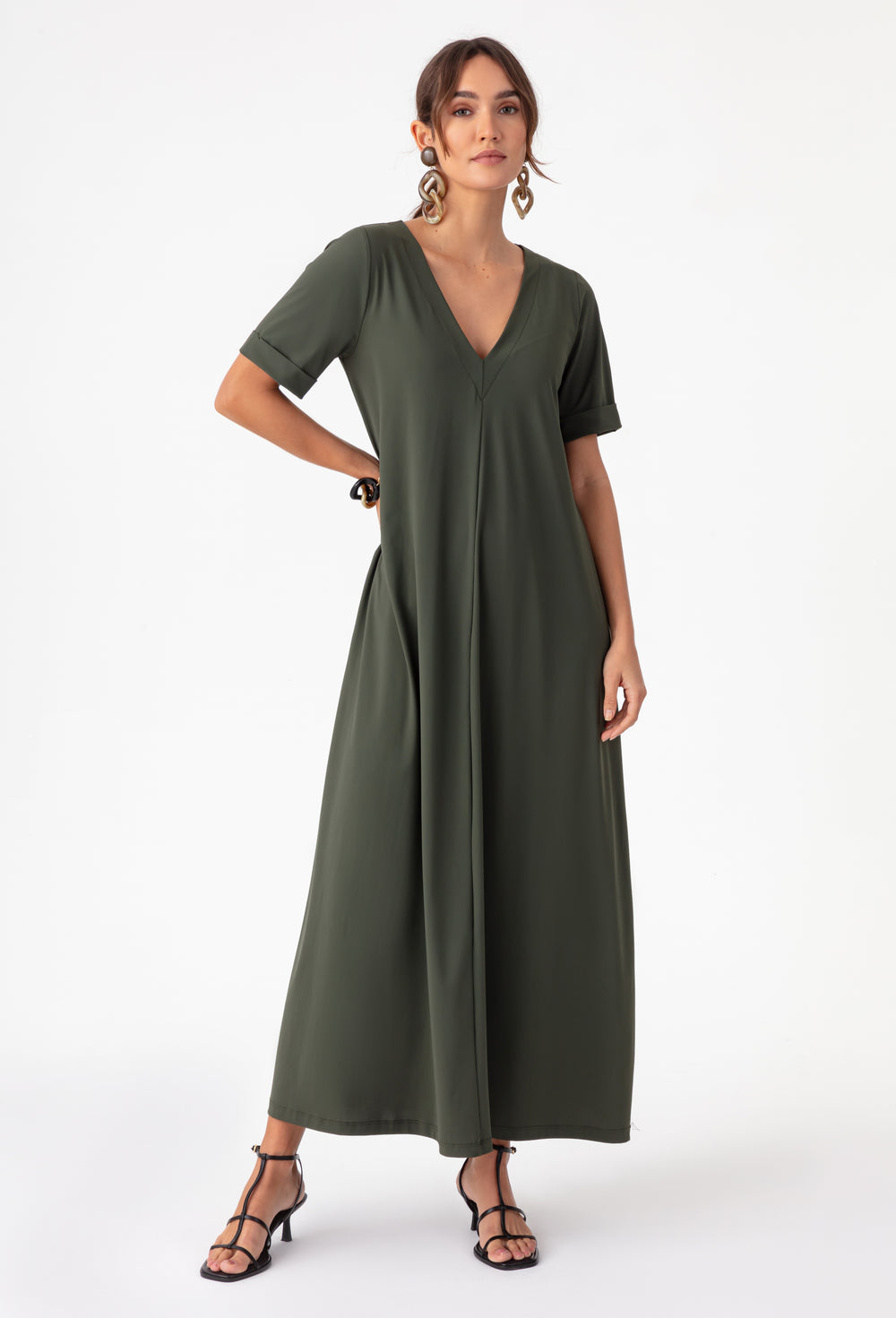 Robe Julia kaki en jersey technique 1