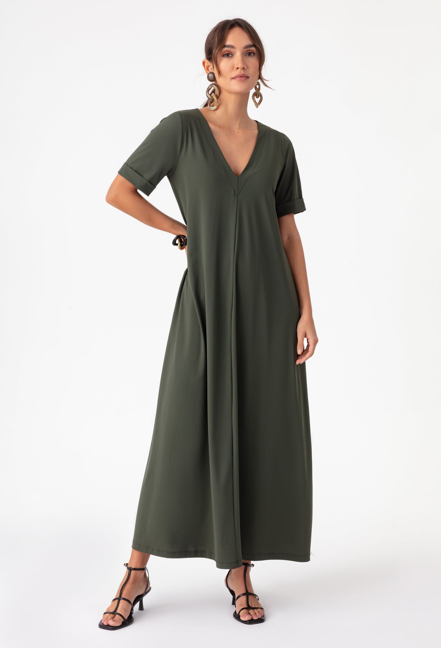 Robe Julia kaki en jersey technique 1