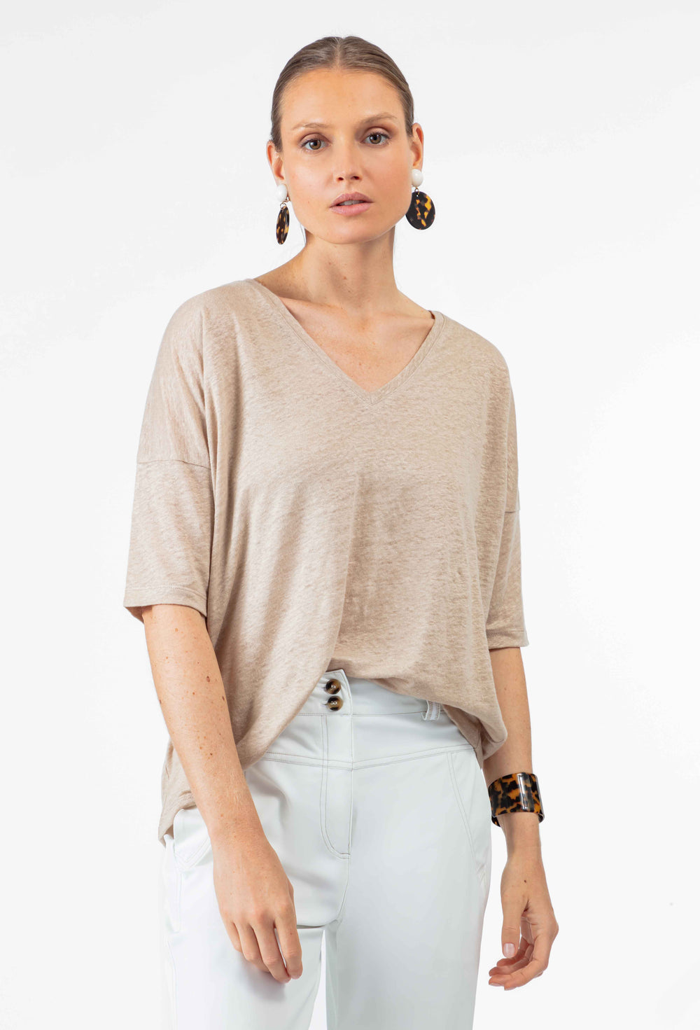 T-shirt Lazare en lin sable 1