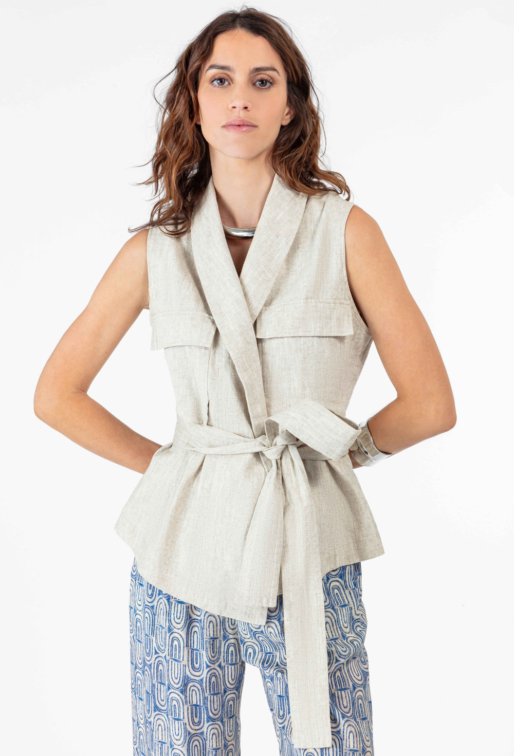 Gilet sans manches Ilyes en lin/coton 2