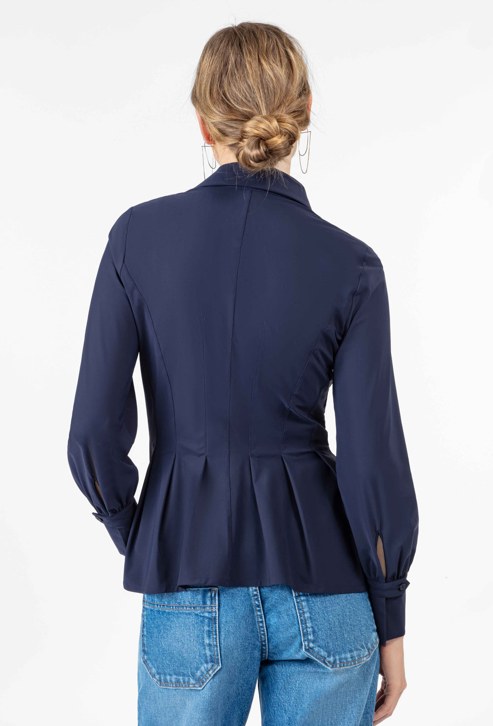 Chemise cintrée Vivi en jersey technique marine 3