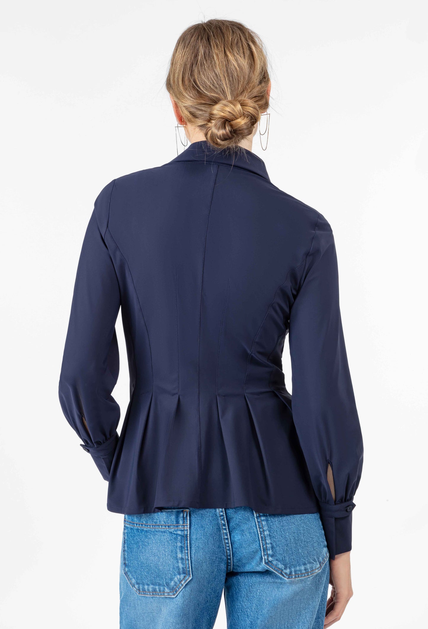 Chemise cintrée Vivi en jersey technique marine 3
