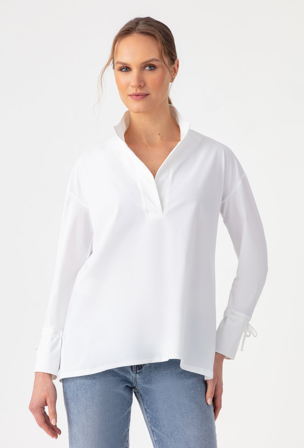 Blouse blanche Chrissy en jersey technique 1