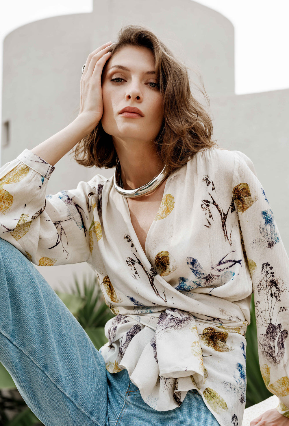 Blouse cache-coeur Orion en crêpe 1
