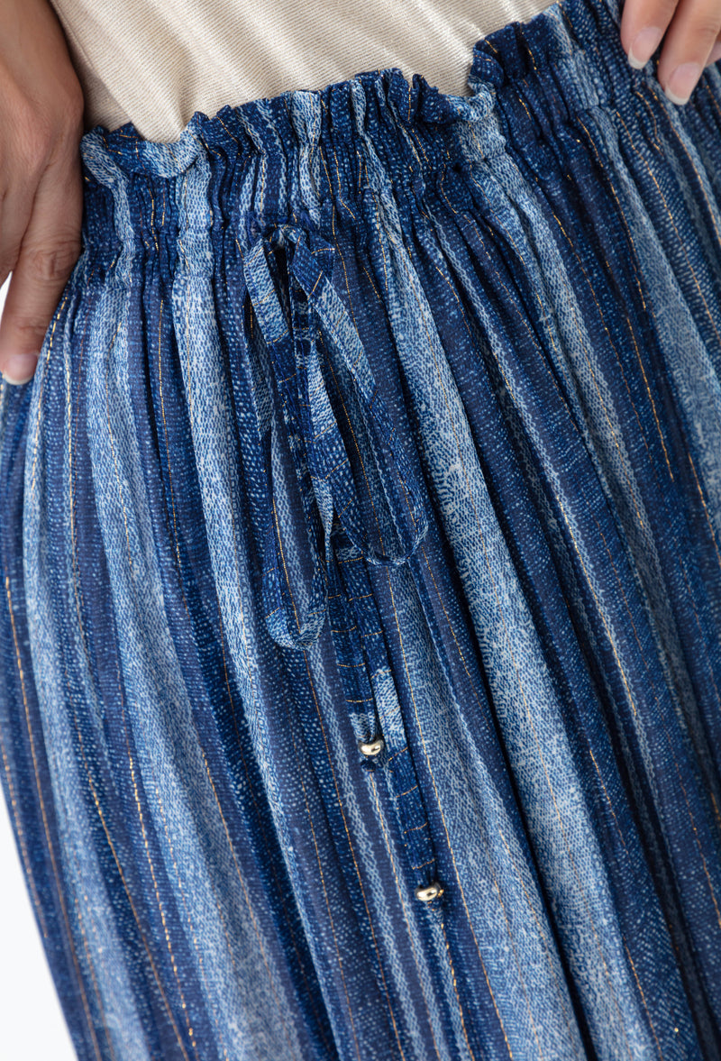 Jupe Vague à rayures saphir et gold 2