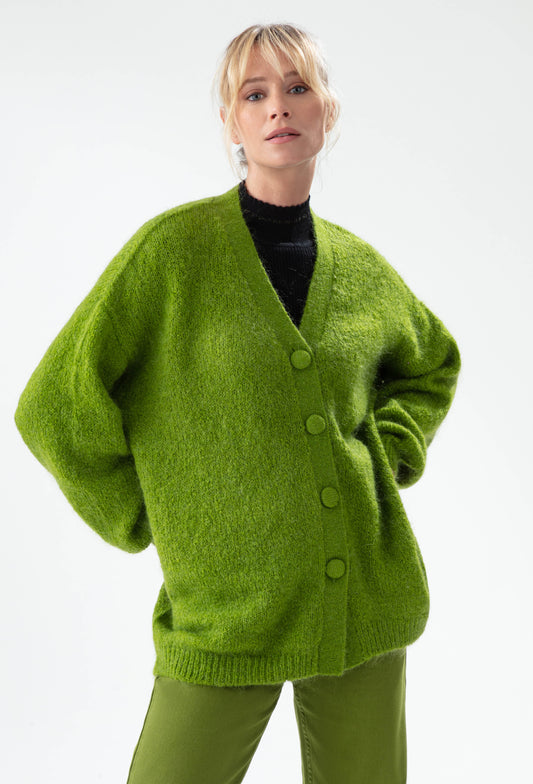 Gilet Victoria vert en mohair 1