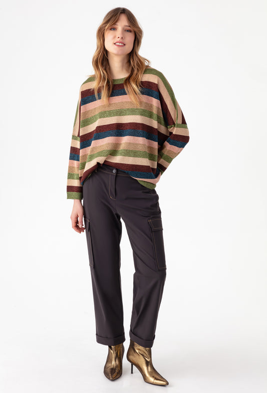 Pantalon cargo Victoire choco en jersey technique 1