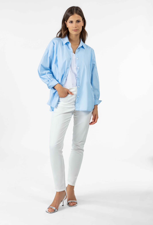 Pantalon slim Zach en coton stretch blanc 1