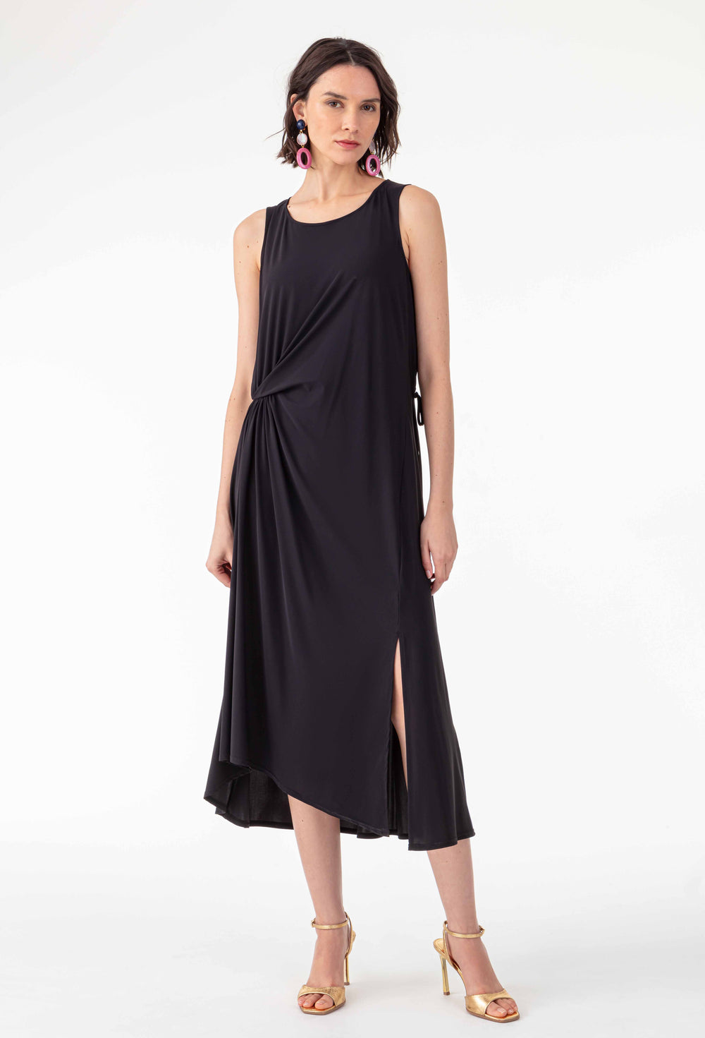 Robe longue Elie en jersey technique noire 1