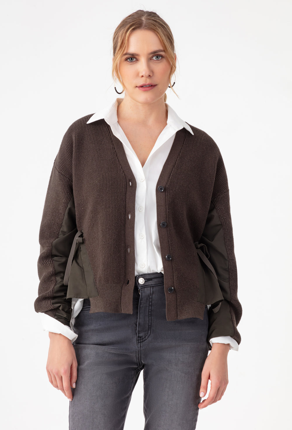 Gilet court Edith  kaki bi-matière 2