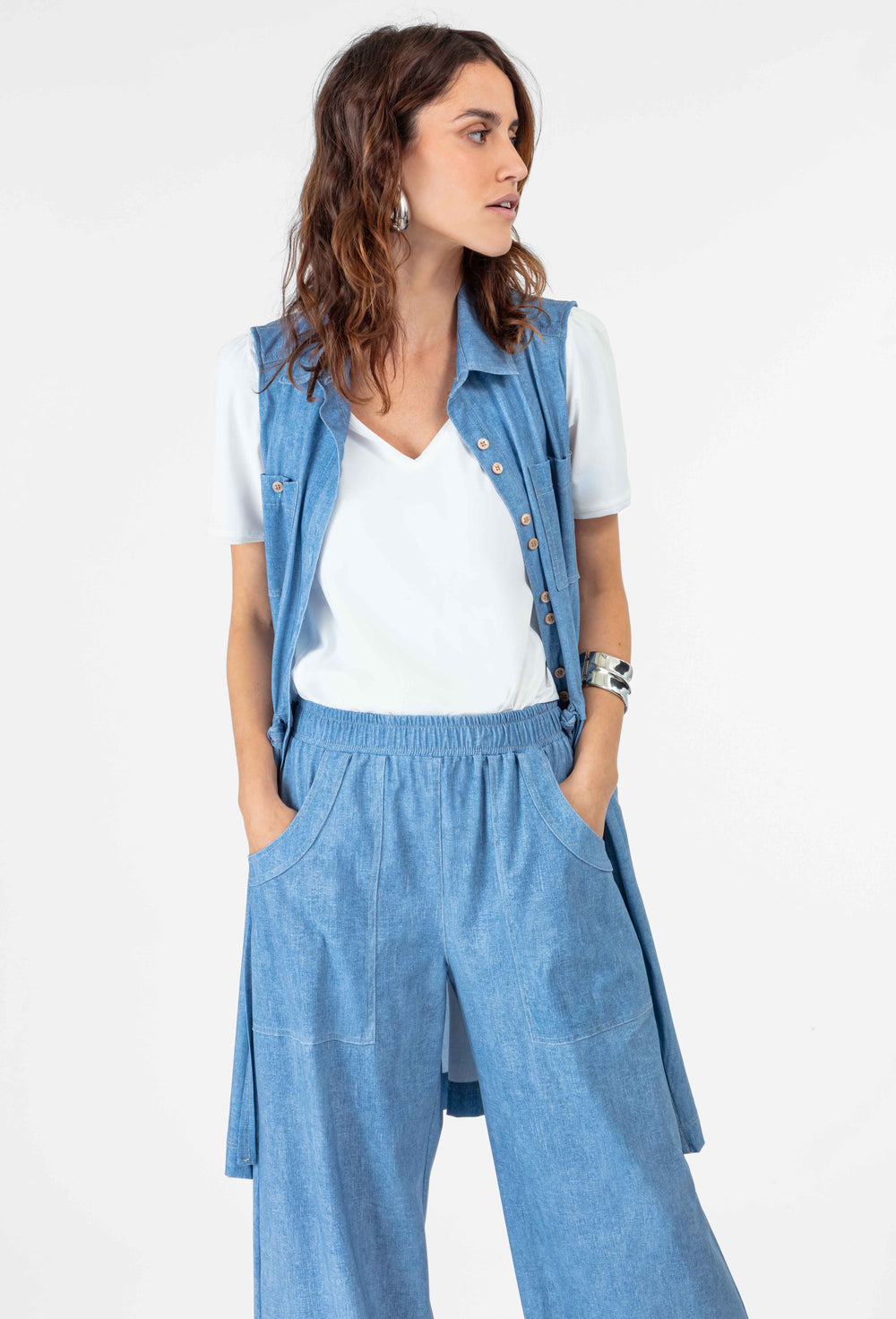 Pantalon large Adem en jersey technique denim 6