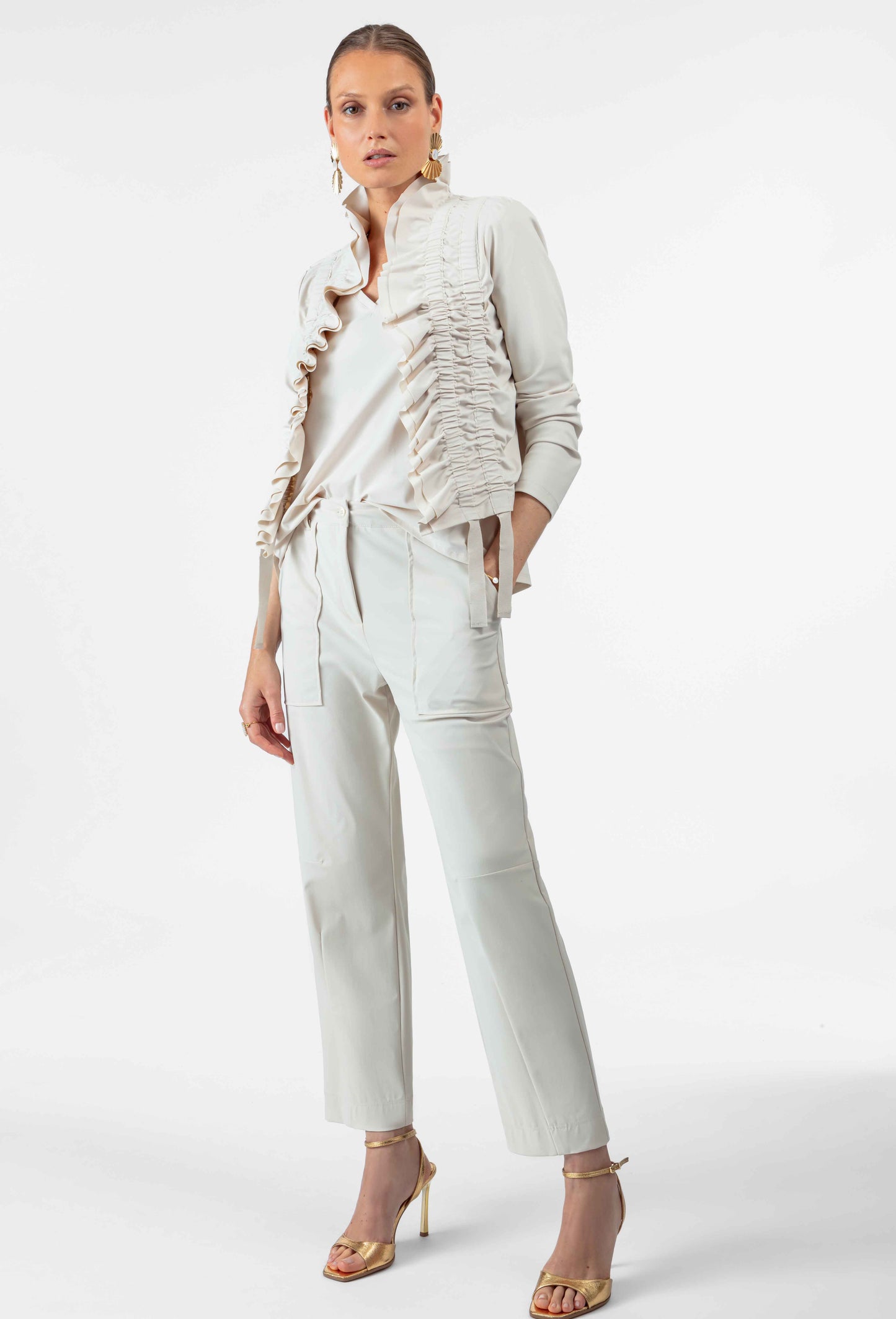 Pantalon carotte Fabian en jersey technique galet 2