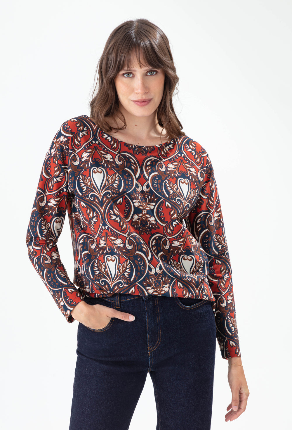Tee-shirt manches longues Margot imprimé baroque 1
