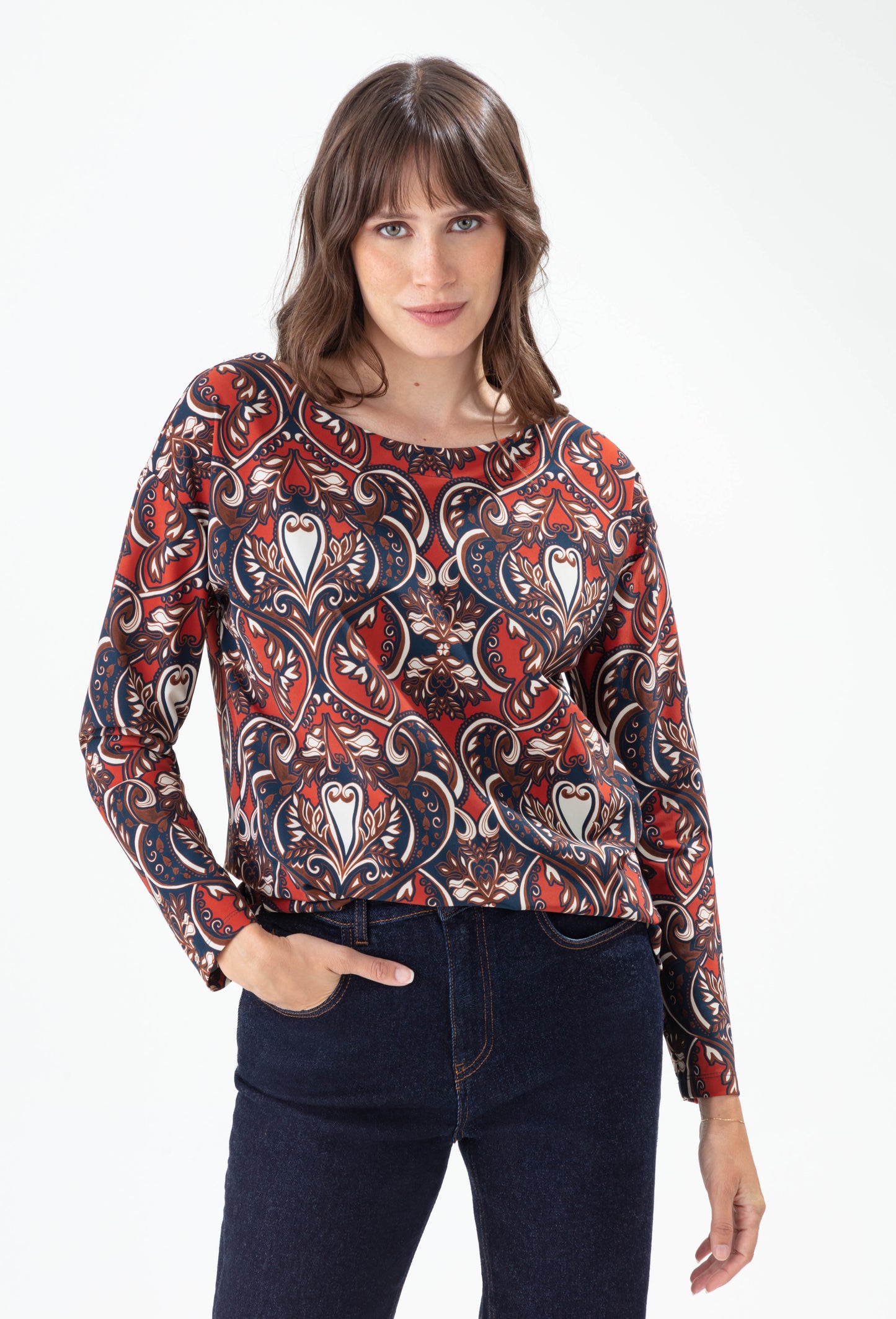 Tee-shirt manches longues Margot imprimé baroque 1