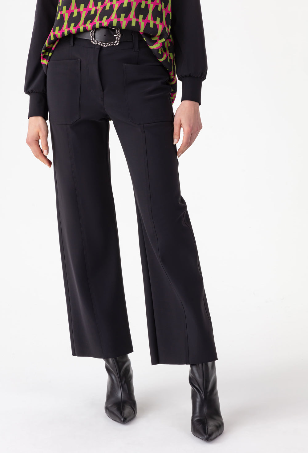 Pantalon droit Milan noir en jersey technique 2