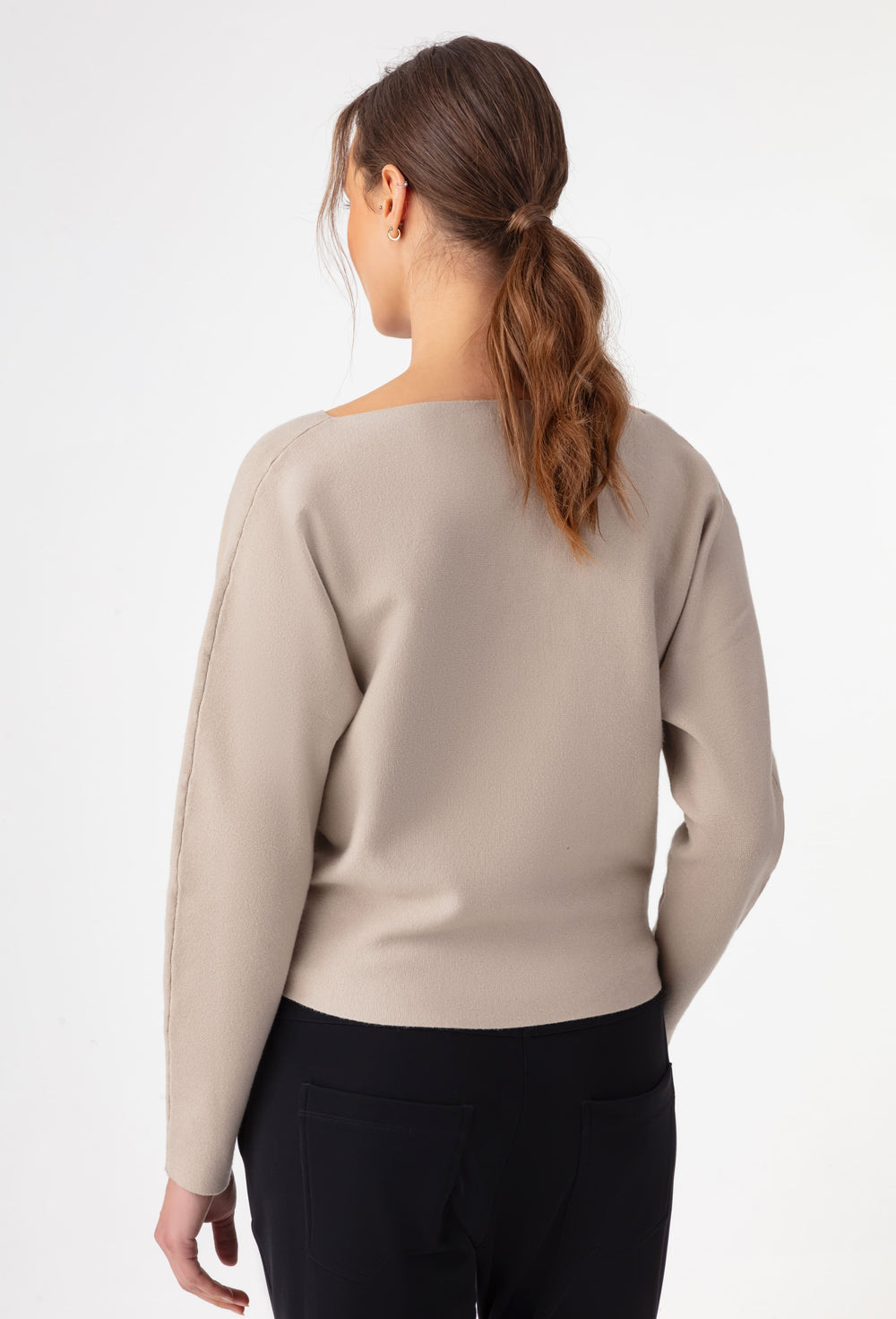 Pull col V Clyde beige 3