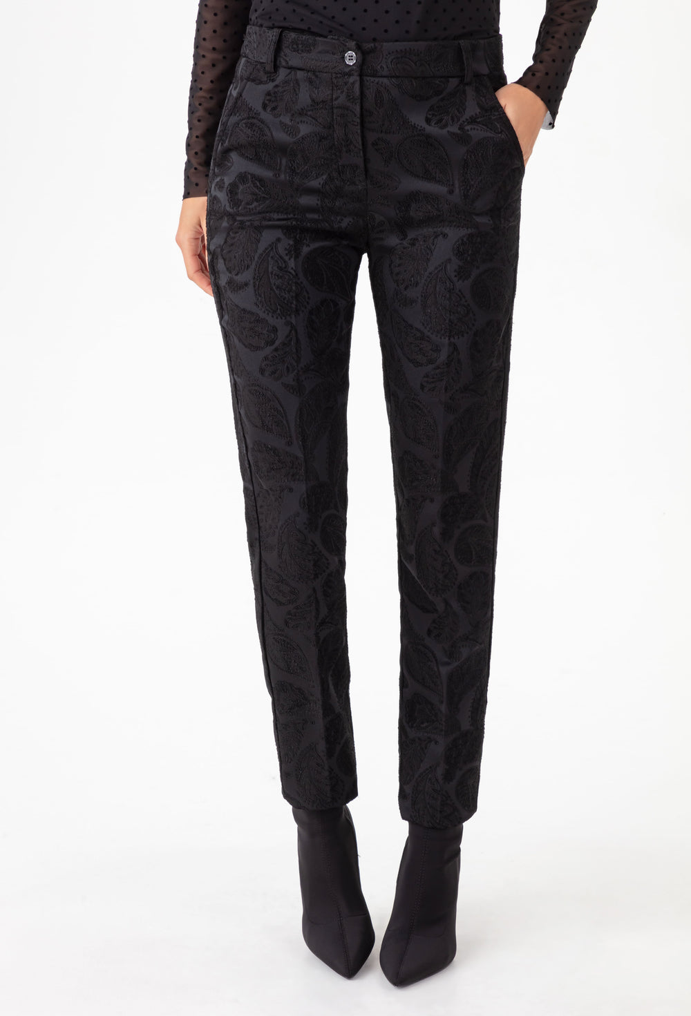 Pantalon cigarette Baker en jacquard noir 3