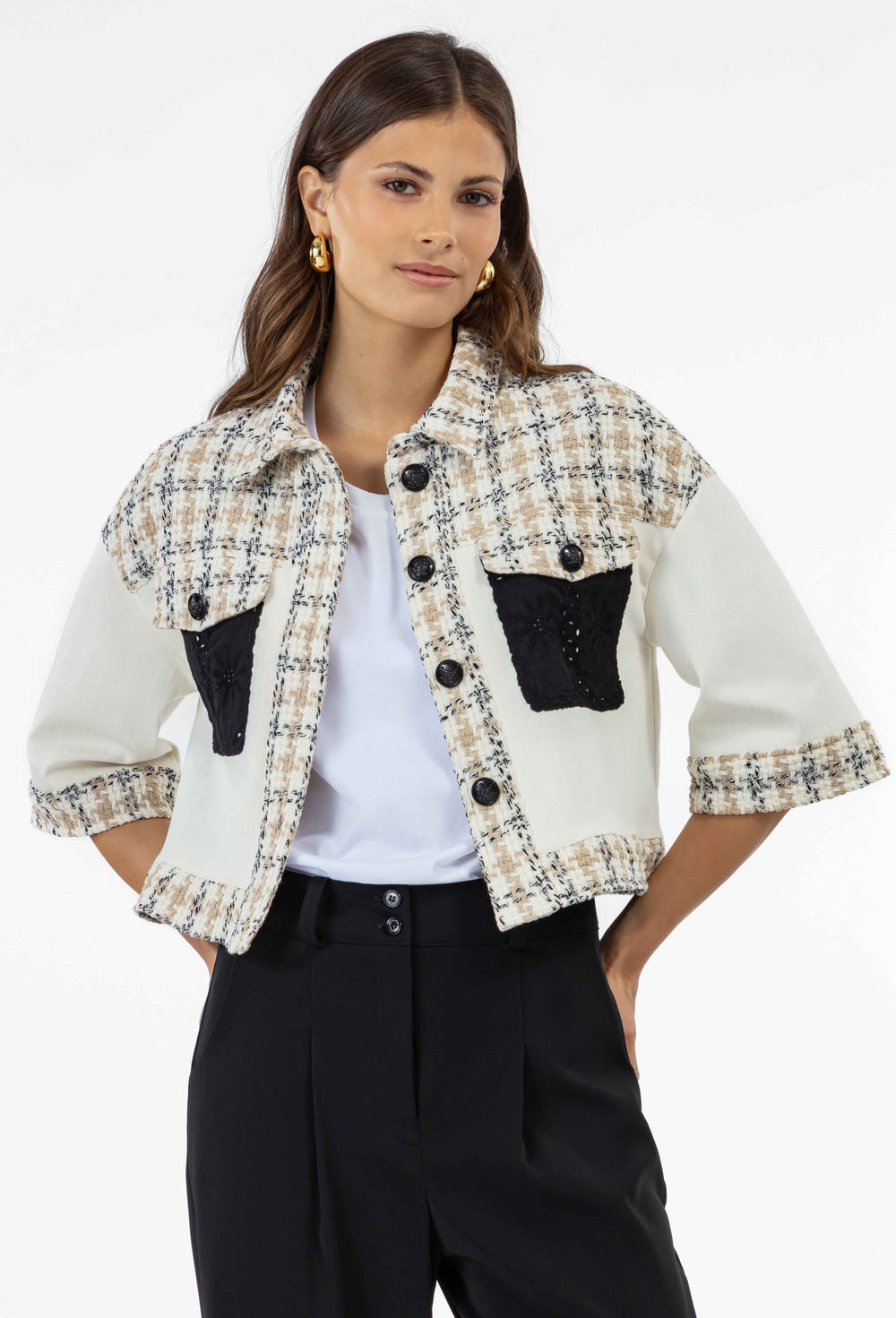 Veste manches courtes Marlon en tweed 1