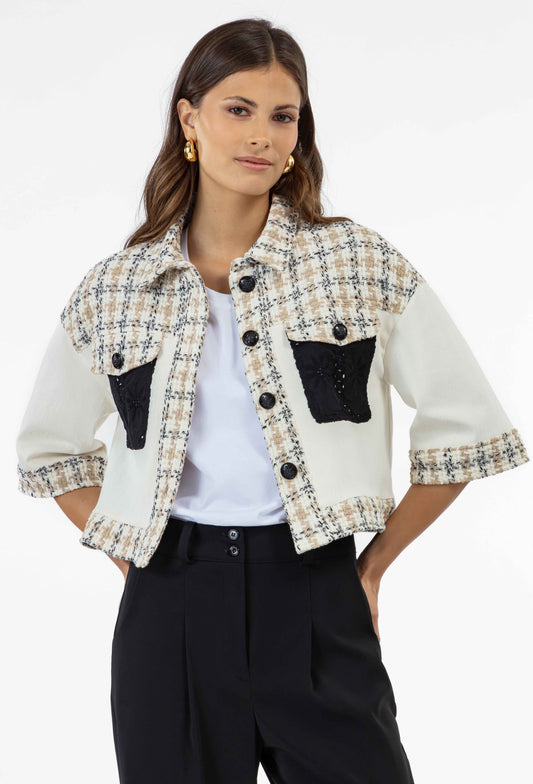 Veste manches courtes Marlon en tweed 1