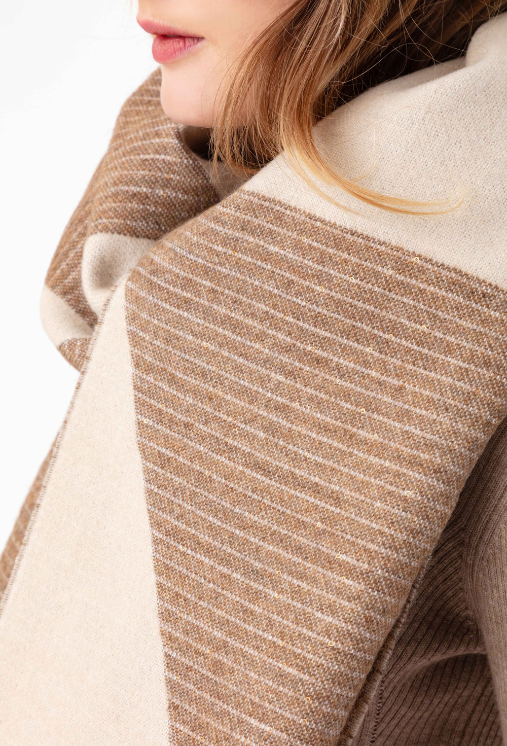 Echarpe graphique Laurel beige 3