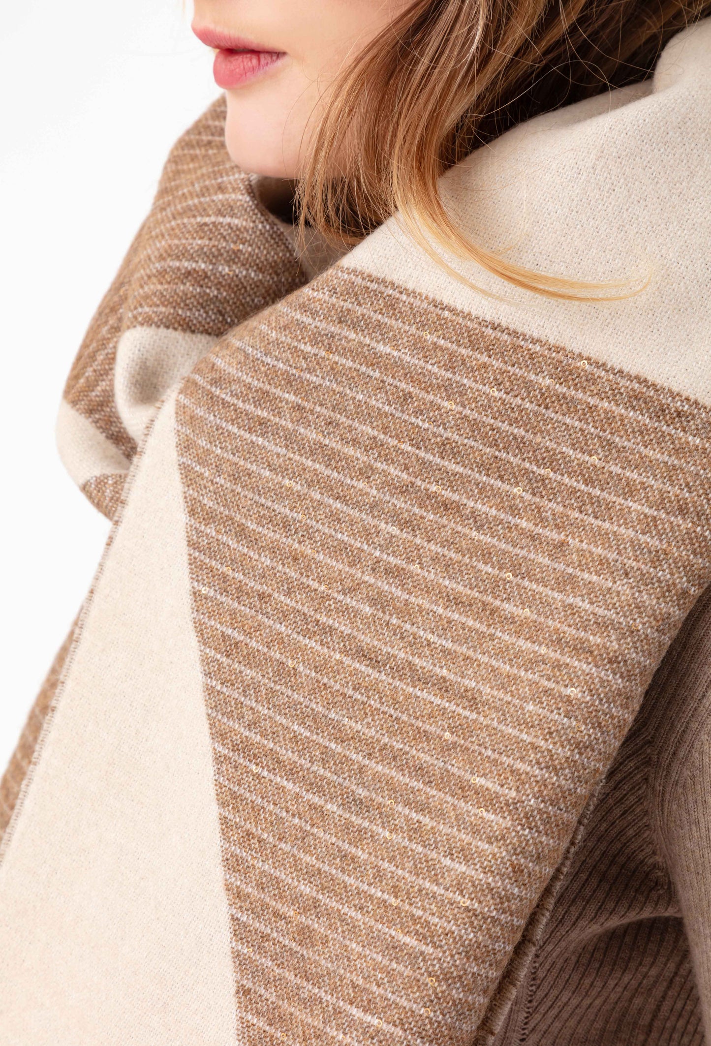 Echarpe graphique Laurel beige 3