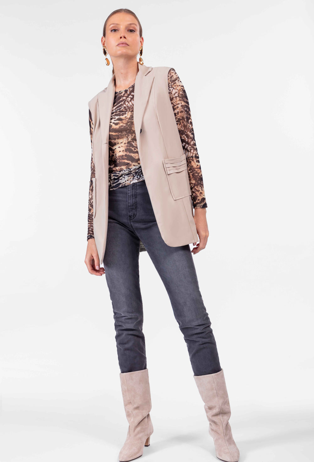Veste sans manches Tess en jersey technique beige 5