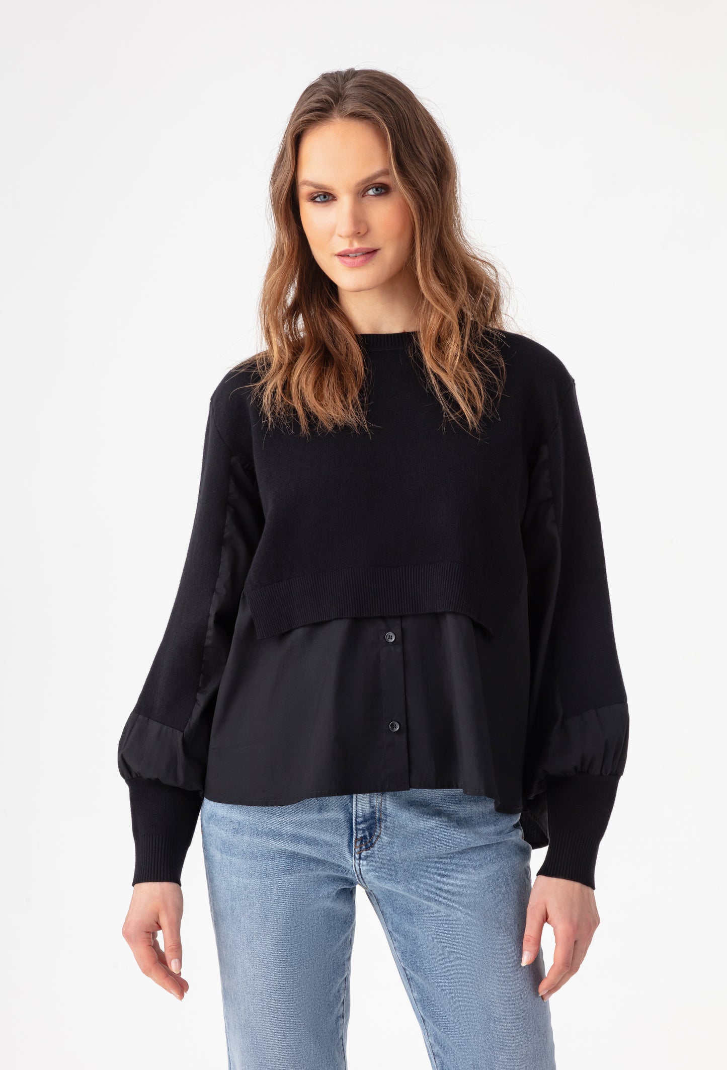 Pull Raven chemise noir en laine 1