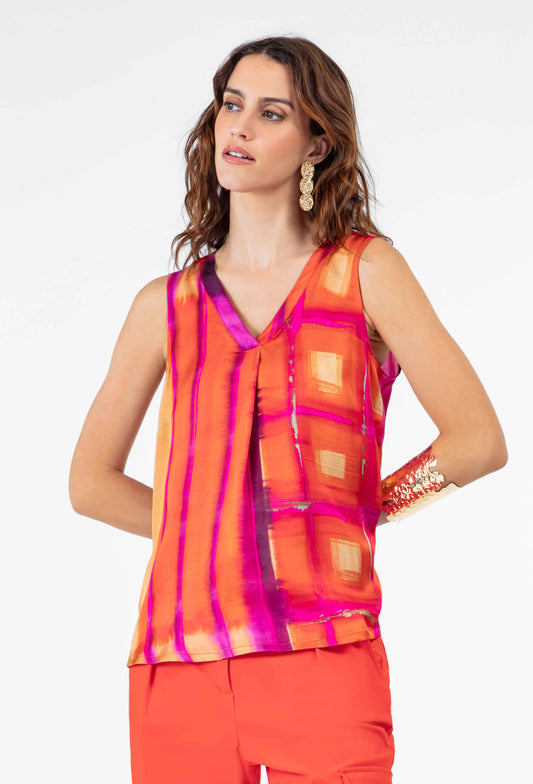 Top sans manches Amedee en satin imprimé 1