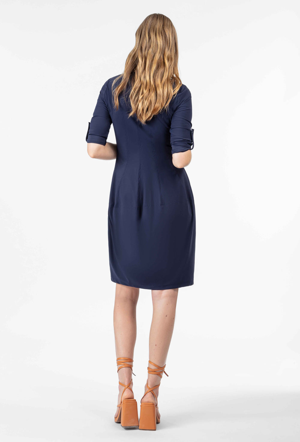 Robe midi Lyana en jersey technique marine 3