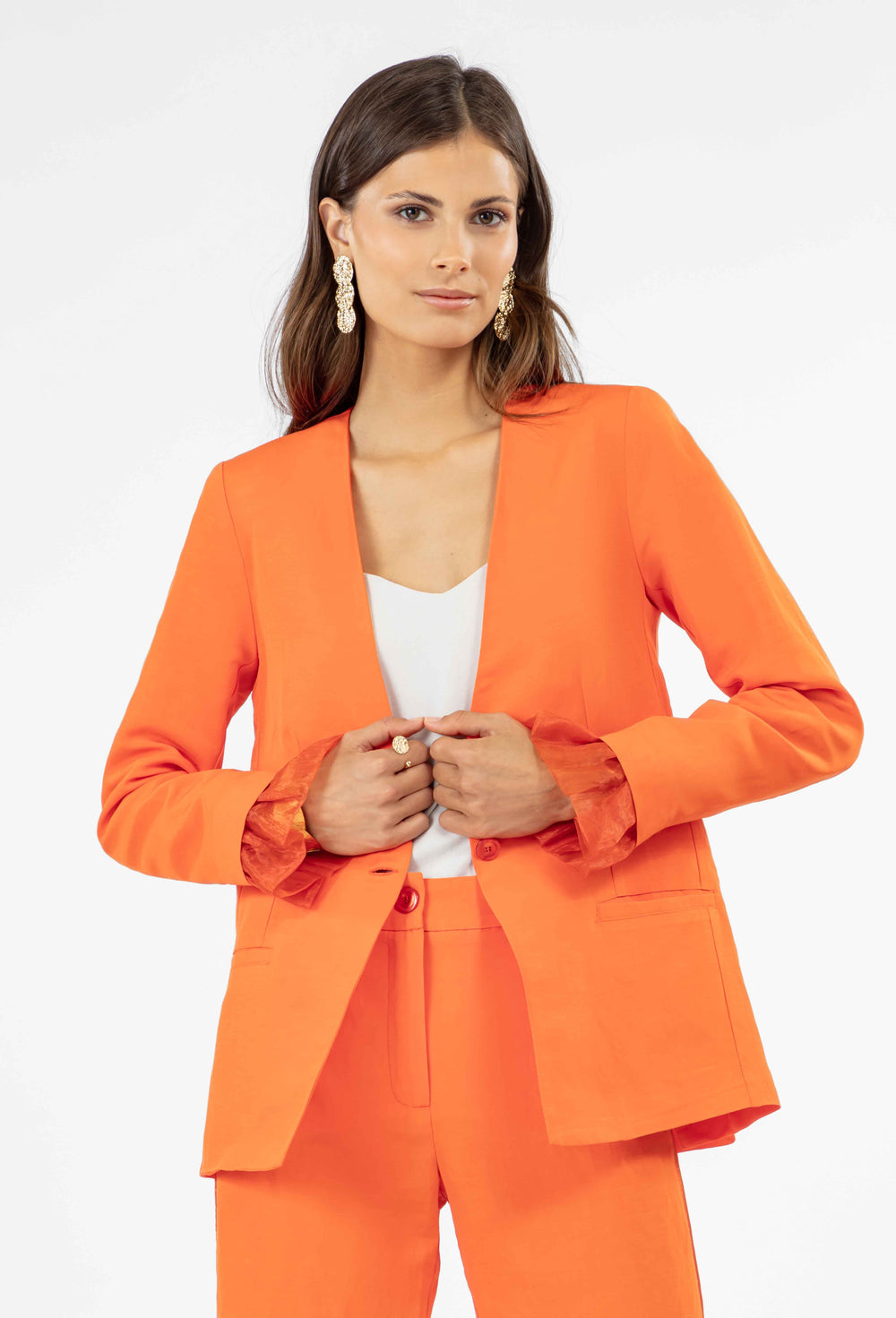 Blazer Clint mix matières orange 1