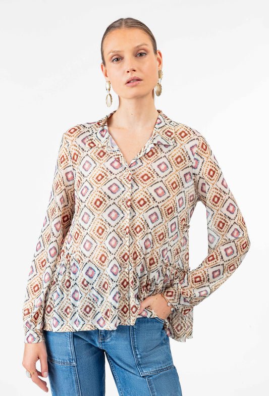 Chemise fluide Amber en résille 1