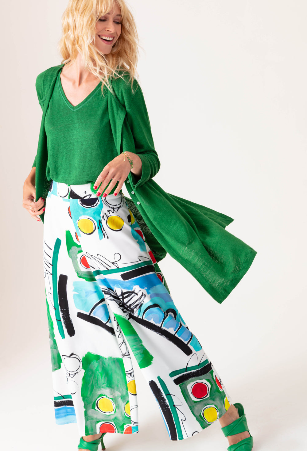Gilet Jeanne en lin vert 2