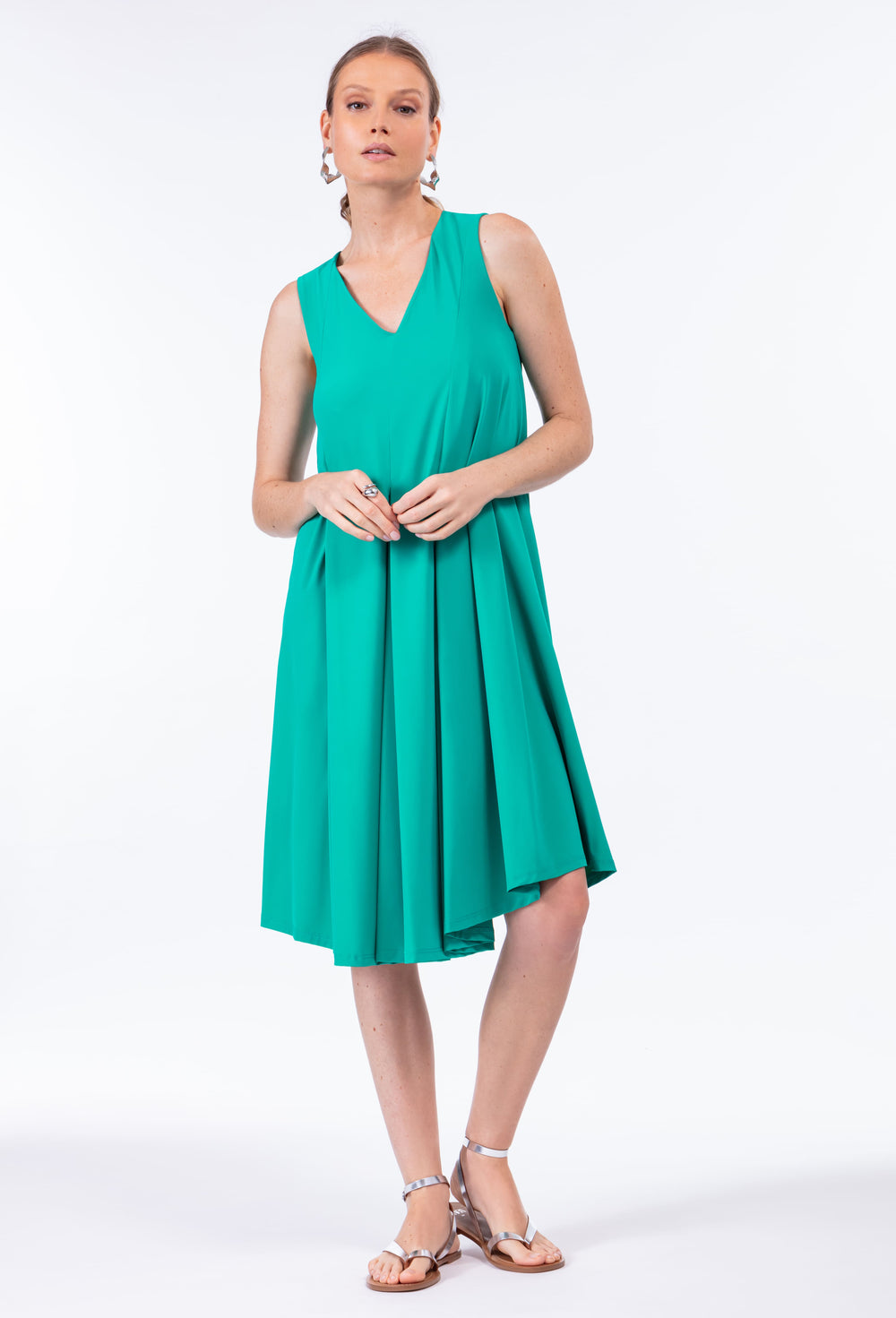 Robe Sirene en jersey technique turquoise 1