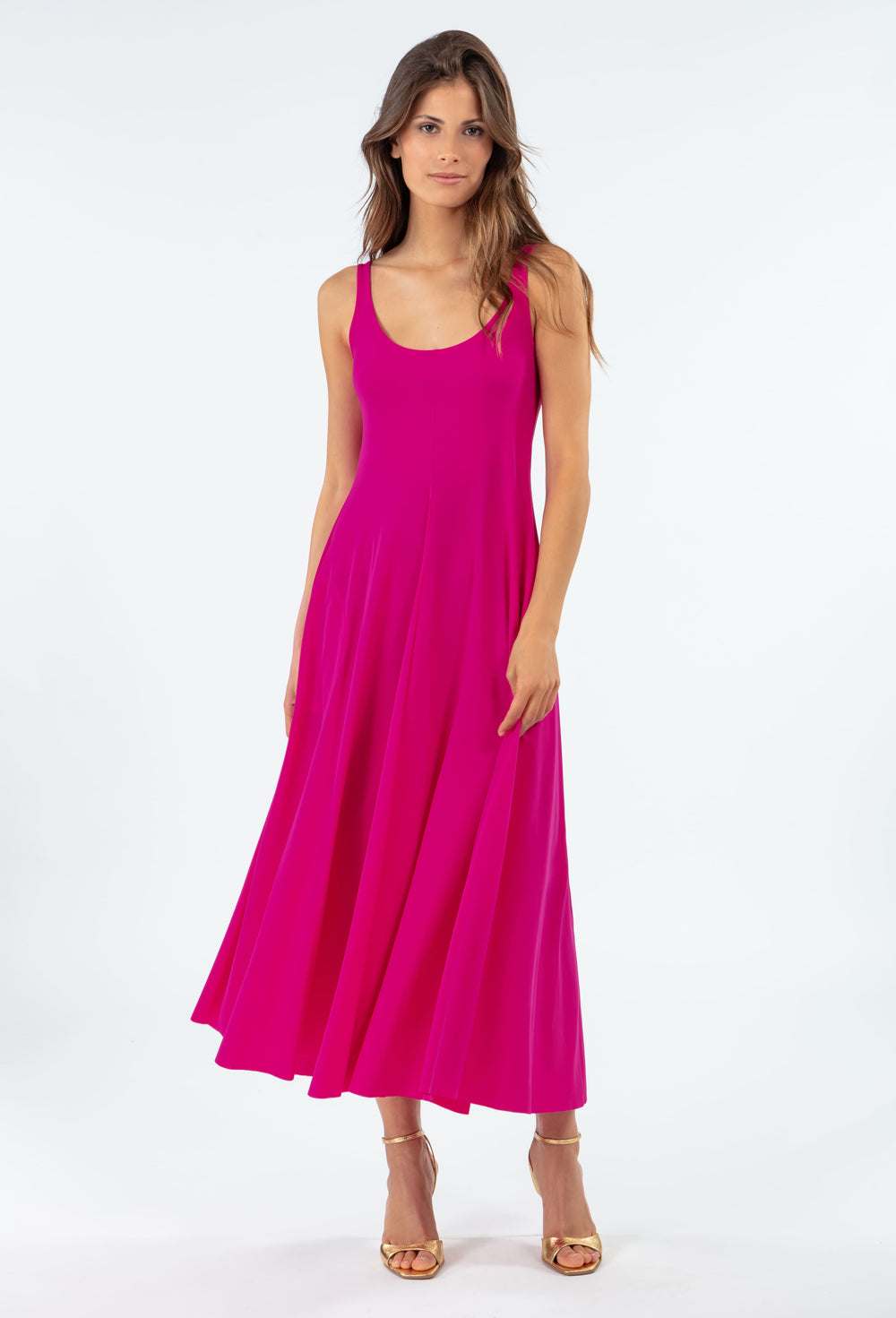 Robe Lara rose fuchsia en jersey technique 1