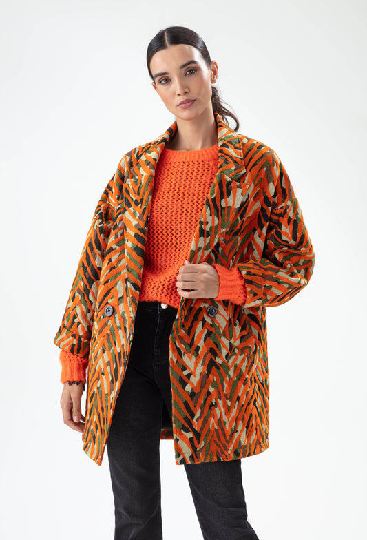 Manteau Muse zébré orange 1