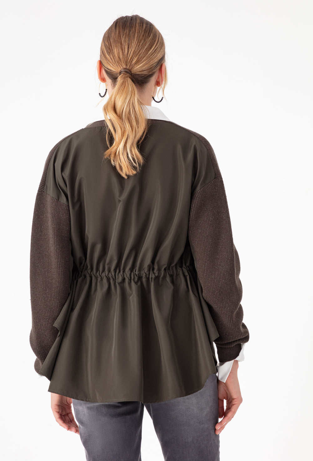 Gilet court Edith  kaki bi-matière 4