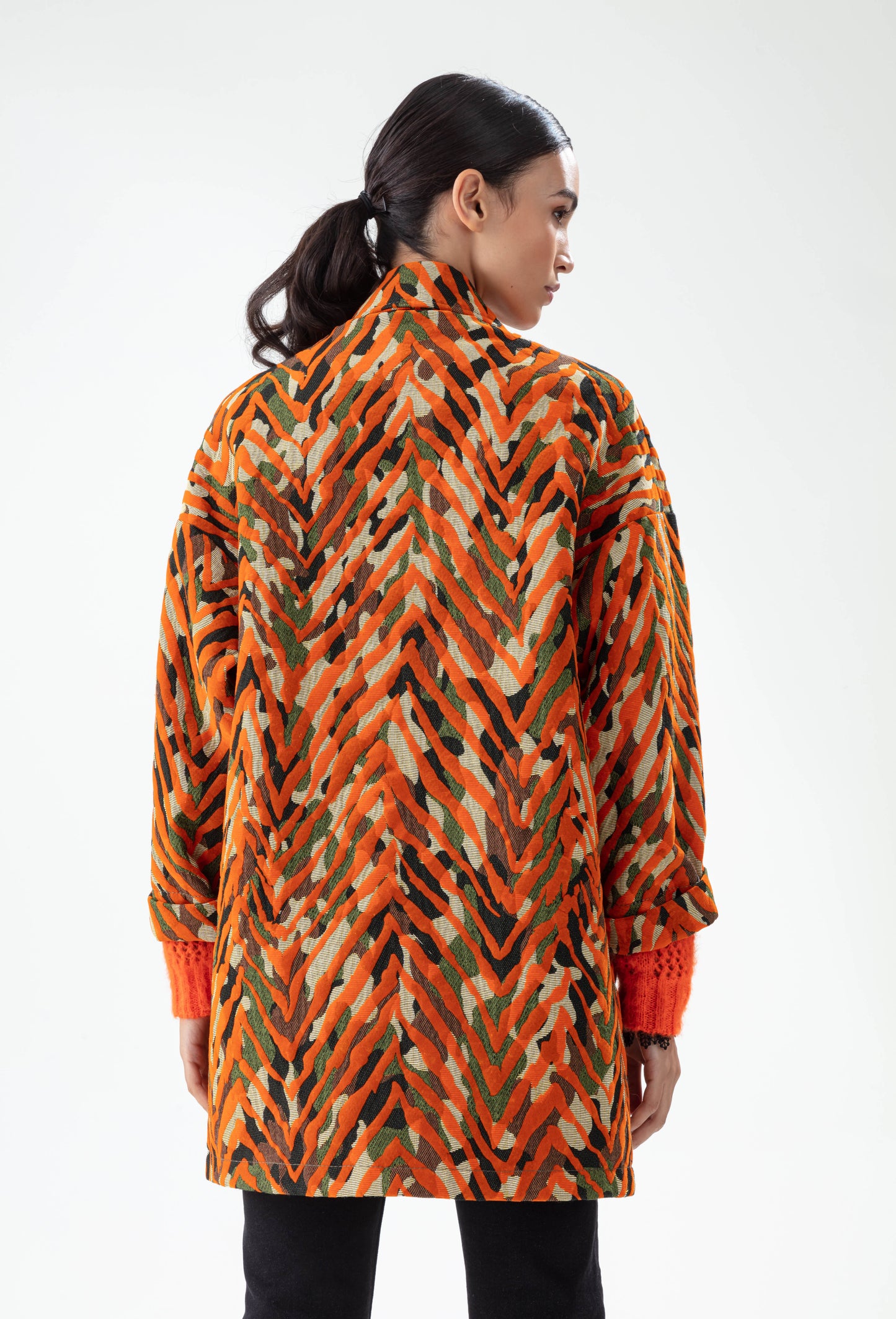 Manteau Muse zébré orange 3