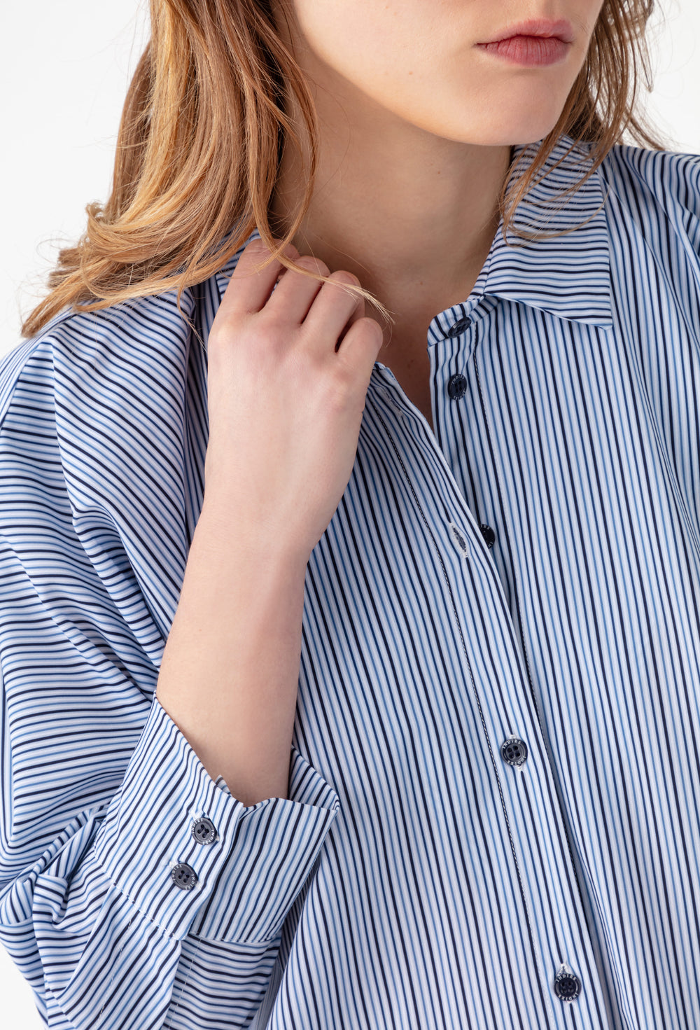 Chemise oversize Nedak en jersey technique à rayures 2