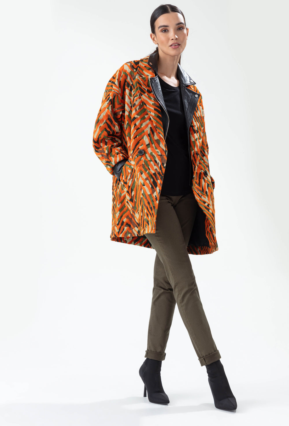 Manteau Muse zébré orange 6