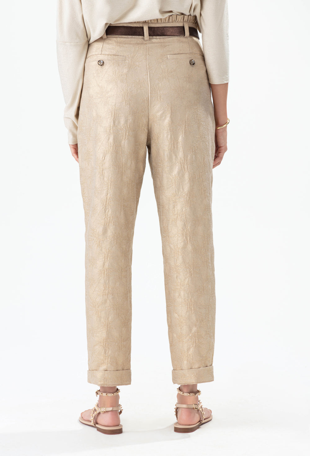 Pantalon Atlantide en jacquard gold coupe cigarette 4