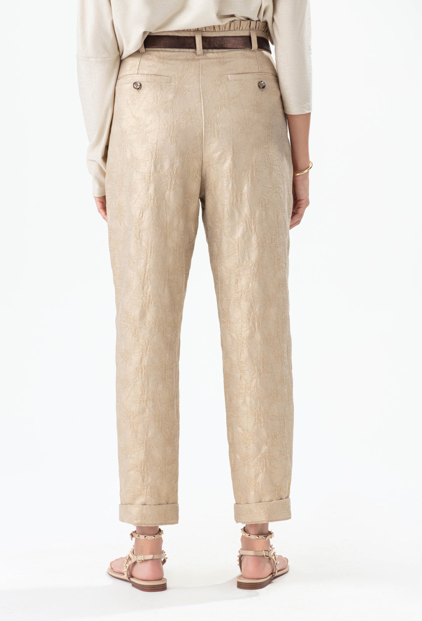 Pantalon Atlantide en jacquard gold coupe cigarette 4