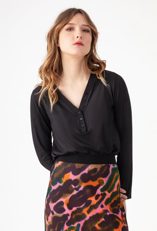 Tee-shirt Stella manches longues noir irisé 1