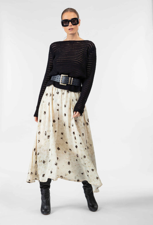 Jupe longue Loan en crepe beige 2