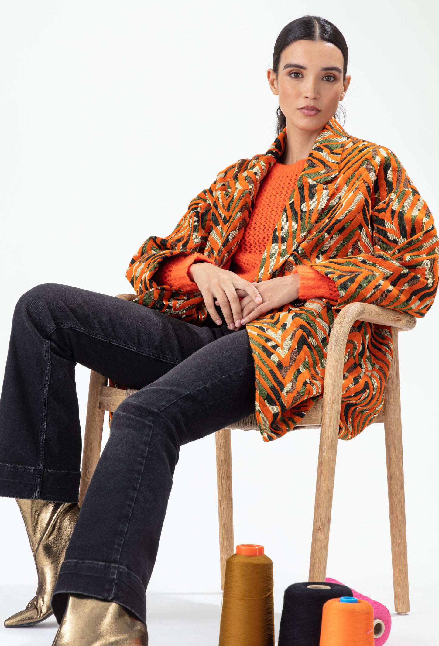 Manteau Muse zébré orange 5