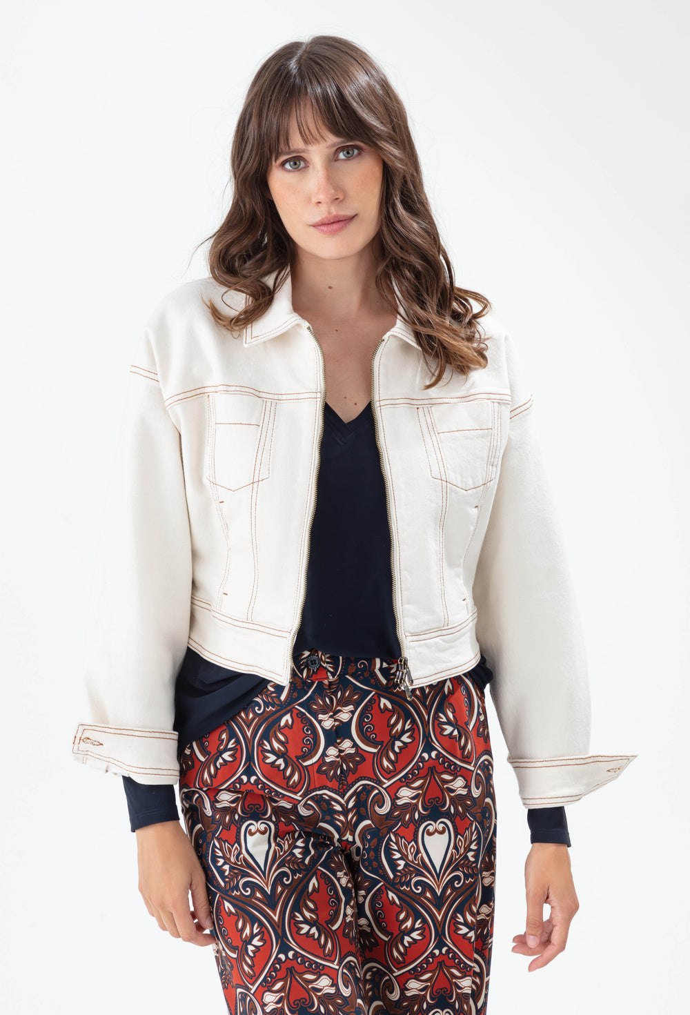 Blouson en jeans blanc Pénélope 1