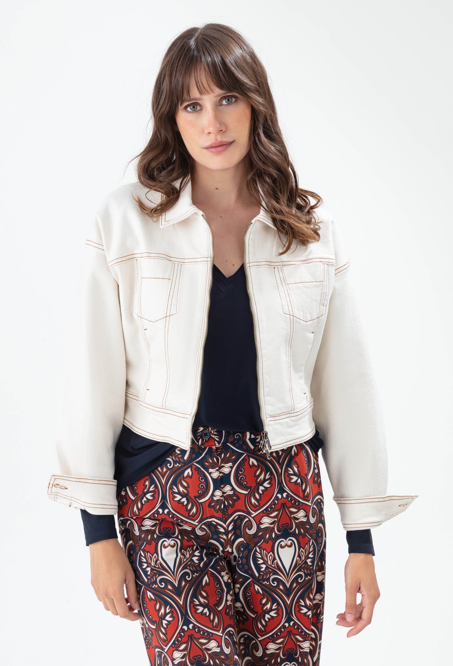 Blouson en jeans blanc Pénélope 1